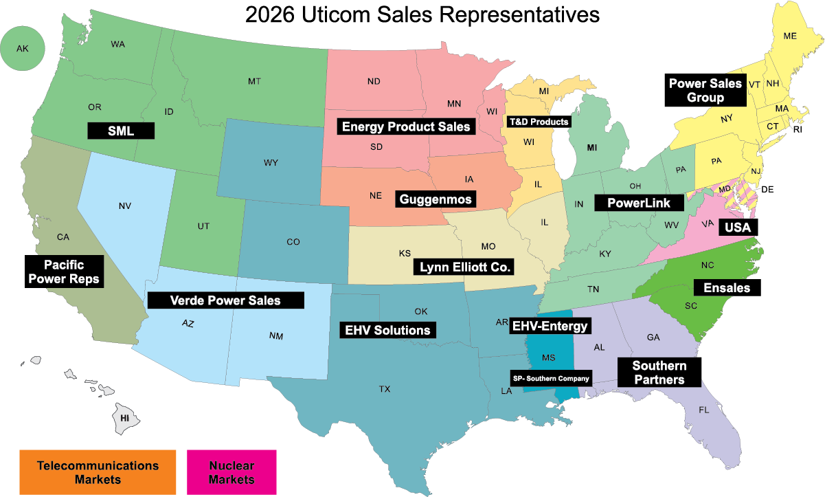 Uticom Sales Representatives Map